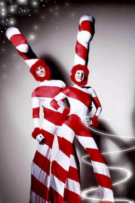 Candy Cane Stilt Walkers
